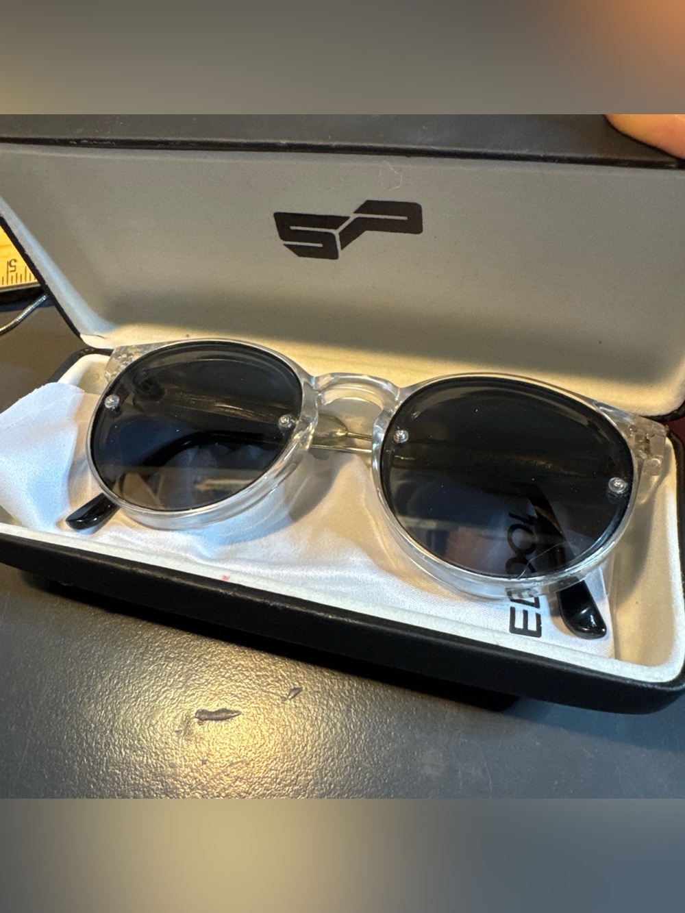 Celine Clear Frame Round Sunglasses with Black Lenses - Women
